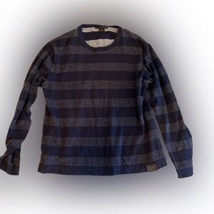 Vintage Calvin Klein Blue Stripped Cashmere Cotton Sweater Mens XL